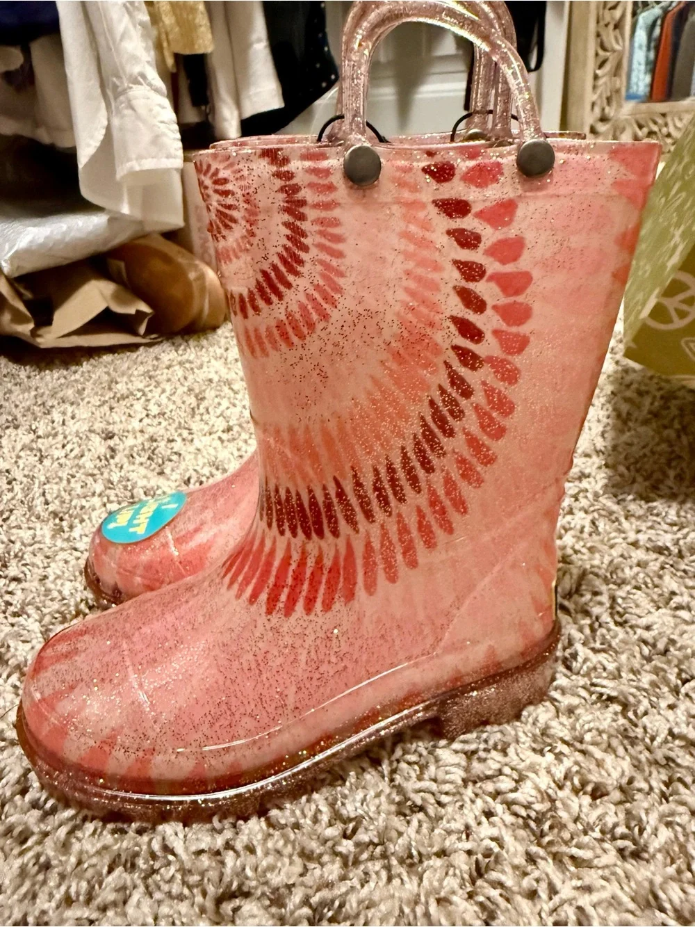 Western Chief NWT Girls' Pink Tye Dye Rain Boots Size 10 toddler